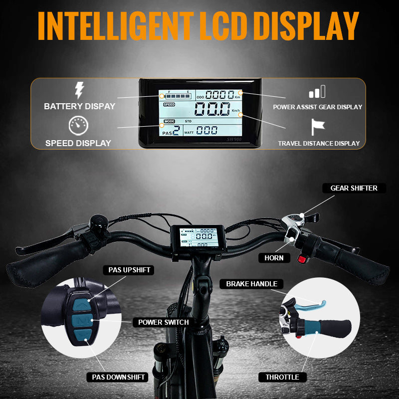 B28A Fat Tire Electric Bike 750W Motor 48V 15.6Ah Battery