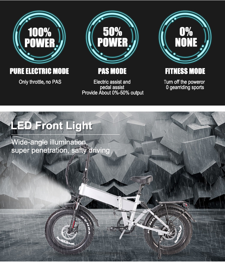 B20AX Fat Tire Folding Electric Bike 750W Motor 48V 13Ah Battery