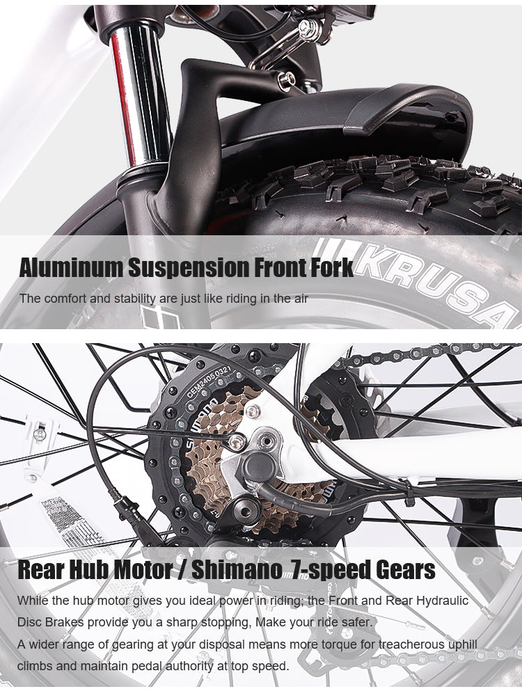 B57A Fat Tire Folding Electric Bike 750W Motor 48V 14Ah Battery