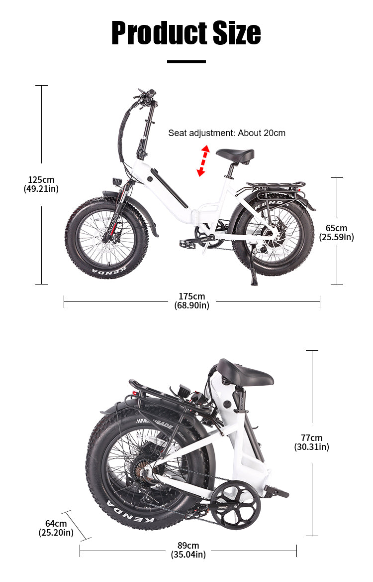 B57A Fat Tire Folding Electric Bike 750W Motor 48V 14Ah Battery